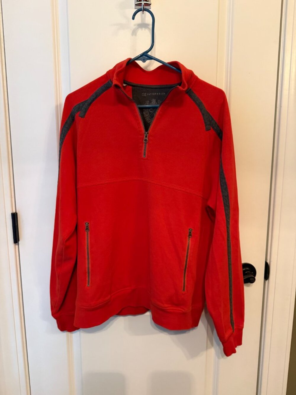 CUTTER & BUCK Orange 1/4 Zip Mens LS Pullover Sweatshirt